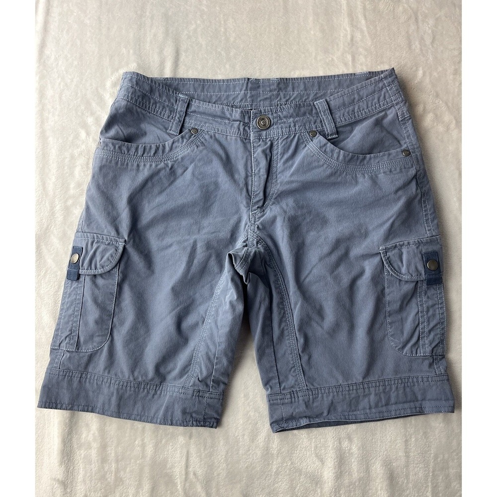 KUHL Cargo Shorts Womens 4 Blue Grey Hiking Outdoor Utility Pockets Excellent
